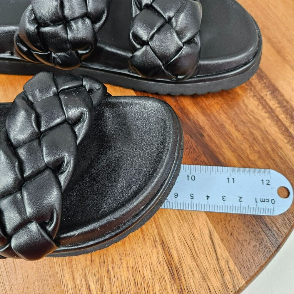 BP Urma Slide Sandals Black Cushy Braided Double Straps Grippy Soles Nordstrom - Picture 3 of 14